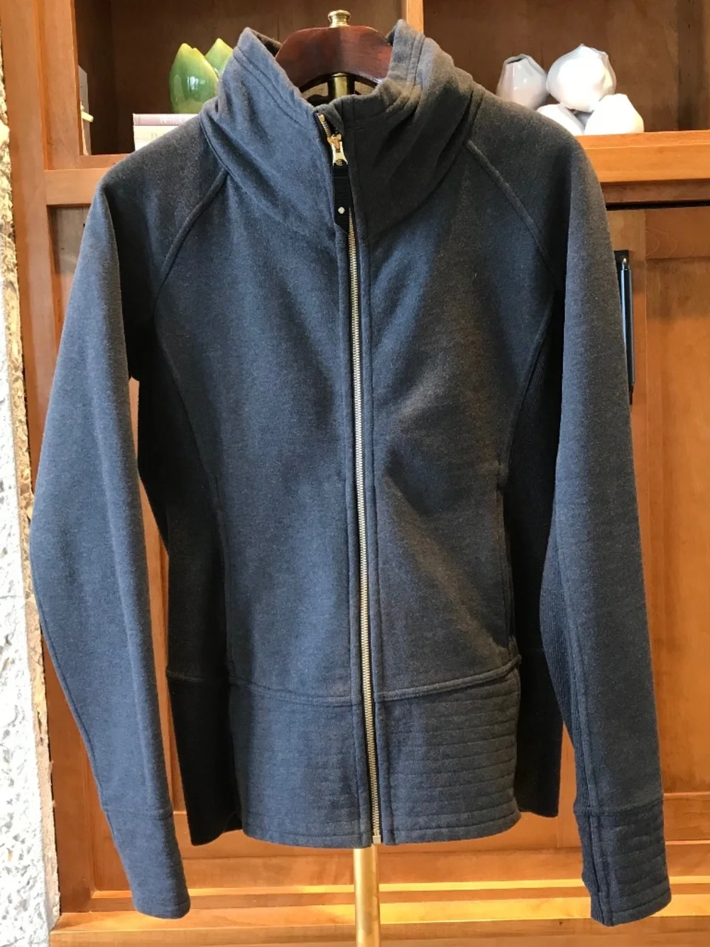 LULULEMON RADIANT II JACKET  FULL ZIP FUNNEL NECK HEATHERED BLACK